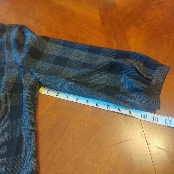 Karl Lagerfeld Paris Black & Grey Plaid top with Pearl Detailing - Picture 15 of 16